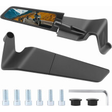 1 Pair Aerodynamic Motorbike Rear View Wing Mirrors Compatible Motorcycle Side Aluminium Alloy Mirrors 360/210 Adjustable, Anti-Shake Design, Fits