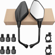 Espejo retrovisor para motocicleta, con abrazaderas para manillar de 22 mm (7/8 pulgadas) | Espejo de alta definición, ajustable 360 grados, con pern