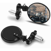 Espejos retrovisores laterales para manillar de motocicleta Cafe Racer de 7/8'' | Plegables, compatibles con motocicletas de calle, scooters deportiv