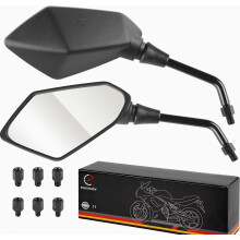 evermotor Motorfiets Spiegels, E-keurmerk, M8 M10, compatibel met Scooter, ATV, Bromfiets, 1 Paar | Motorfiets Spiegels, 156 x 88 mm, Motorfiets Buit