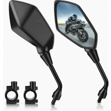 Motorfietsspiegels, achteruitkijkspiegel voor motorfiets, 10 mm schroeven 7/8" stuur, verstelbare eindspiegelklem, geschikt voor straat-, cross-, ele