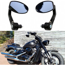 1 Pair Motorcycle Rear View Mirrors Black Compatible 7/8 22MM Handebar Bar End Side Mirror Compatible Scooter British Design