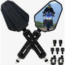 Motorcycle Rearview Wing Mirrors Side Mirror Set with 8/10mmFittings Compatible 7/8'' Handlebar Adventure and Street Bikes ATV Sports Motorcycles com