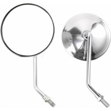 Motorcycle Rear View Mirror, Classic Retro Round Handlebar Side Mirror with 8 mm 10 mm Screws and Metal Shafts Compatible ATV Scooter Dirt Bike Cruis