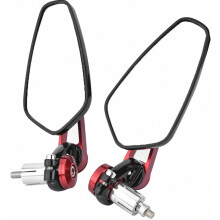 Motorcycle Rear View Mirrors, Compatible Motorbike Wide Angle Side Mirrors Aluminum Alloy 7/8" 22mm Bar End Side Rearview Mirrors(Red) British Design