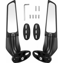 Motor Rearview Mirror Wing Fin Rear View Mirror Compatible Motorcycle Adjustable Black Aluminum Alloy with Fixing Screws Easy to Install Suitable com