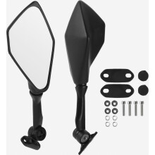 Motorcycle Rear View Mirrors Compatible Kawasaki Ninja 300 EX300 | 1 Set, Compatible Kawasaki Ninja 300 EX300 2013-2018, Front Side Mirrors, Mount Bl