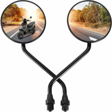 Rétroviseurs ronds noirs en plastique de 8 mm, compatibles avec les quads et scooters de 50 à 250 cm3 (conception britannique).