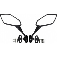Rétroviseur latéral polygonal noir, rotation à 360, fixation par adaptateur à vis, compatible avec Kawasaki CBR, CBR900, CBR919 et CB.