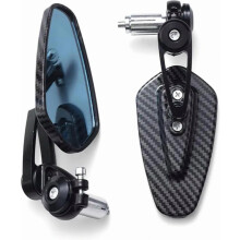 shengyi Bar End Mirrors Motorcycle Motorcycle Rearview Carbon Fiber Pattern Handlebar Modified Inverted Rear Motorbike Accessories Bar End Mirrors(Bl