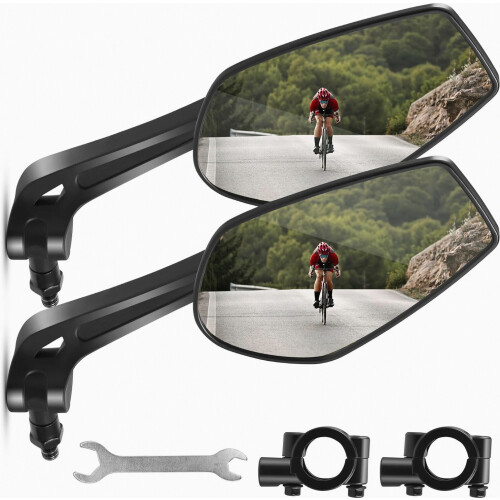 Rectangular Mobility Scooter eBike Mirror, Foldable HD WideAngle Bicycle Rear View Mirror, Rotatable Compatible Ebike, Cycle Pushbike Handlebar Mirro
