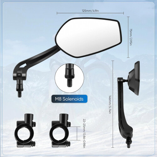 Rectangular Mobility Scooter eBike Mirror, Foldable HD WideAngle Bicycle Rear View Mirror, Rotatable Compatible Ebike, Cycle Pushbike Handlebar Mirro 1