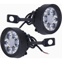 Fari per moto Buachois, 2 pezzi Faro a LED per moto 12V 6 LED compatibile Specchietto retrovisore Faretti 6000K 1000LM Faro anabbagliante Lampada spo