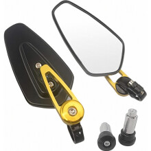 Espejo retrovisor lateral para motocicleta de 7/8" (22 mm), compatible con manillar, para motos, scooters y cafe racers (dorado), diseño británico.