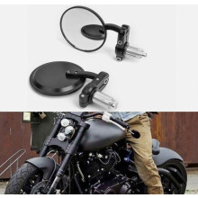 1 paar ronde achteruitkijkspiegels met stuuruiteinde, zwart, compatibel met 7/8/22MM stuur. Zijspiegels voor motorfietsen, geschikt voor de meeste Ha