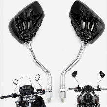 Compatible Motorcycle Skull Hand Claw Rearview Mirror, FitsStreet Sport Bikes, Choppers, Cruisers, with Mirror Bolt (Black) British Design