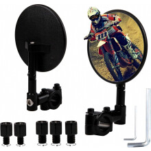 Motorcycle Mirrors Round, Bar End Mirrors Motorcycle, E24 Certified, 360 rotatable, Fits Handlebar Diameters 22mm with M8/M10 Threaded Bolts British