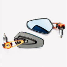 Rétroviseur d'extrémité de guidon de moto, compatible avec les guidons de 22 mm (7/8"), orange, design britannique