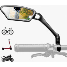 Fietsspiegels, 360 draaibaar, compatibel met stuur van 21-26 mm, links | 2,5 cm verstelbare breedte met vergrendeling, veilige achteruitkijkspiegel,