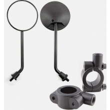 Espejos laterales para motocicleta, espejo redondo de 10 mm para manillar, color negro, compatible con motocicletas y bicicletas, diseño británico.