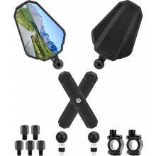 Motorcycle Mirrors Compatible Motorcycle Rear View Mirrors Motorbike Mirror Wing Handlebars E-MARK 360 Degree Adjustable with M8/M10 Threaded Bolts c