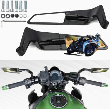 Espejos retrovisores para motocicleta, ajustables, giratorios 360, tipo Stealth Wind Wing, compatibles con Kawasaki Z400 Z650 Z900 Z1000 Duke 125 20