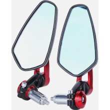 7/8" 22mm Motorcycle Handlebar End Mirror Compatible Motorcycle Motorbike Aluminum Alloy Bar End Side Rearview Mirrors Round (red) British Design