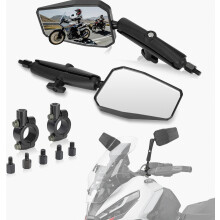 Motorcycle Mirror Adjustment Rearview Mirror Compatible 7/8"Handlebars Street ADV | 360 Swivel Adjustment,Bolt-On or Clamp Mount,Wider Field of View