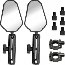 Pair of Adventure Motorcycle Mirrors, Motorbike Rearview 10mm 8mm Screws 7/8" Handlebar, Foldable Side Mirror Aluminum Clamp Fit Compatible Street Di