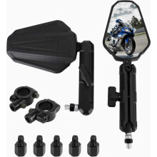 Motorcycle Rearview Side Mirrors, 1 Pair Compatible Dirt Bike Scooter Quad ATV | Foldable, Compatible, Aluminum Alloy British Design