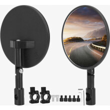 Motorcycle Mirrors, Compatible Motorcycle Bar End Mirrors, Motorcycle Rearview Mirrors, Extension Motorbike Side Wing Mirror Clear Glass Compatible T