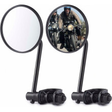 Motorcycle Bar End Mirrors Clamp-on Side Mirror Compatible 7/8" and 1" Handlebars | 3" Round Rear View Mirrors, Compatible, Vintage Style British Des