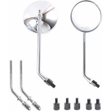 Motorcycle Rear View Mirror, Classic Retro 4 Inch Chrome Round Handlebar Side Mirror with 8 mm 10 mm Screws and Metal Shafts Compatible ATV Scooter D