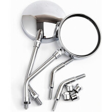 Motorcycle Side Mirror Chrome Round Rear View Mirror Compatible Motorcycle Scooter ATV Cafe Racer Bobber Chopper British Design