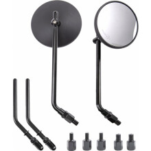 Motorcycle Rear View Mirror, Classic Retro 4 Inch Black Round Handlebar Side Mirror with 8 mm 10 mm Screws and Metal Shafts Compatible ATV Scooter Di