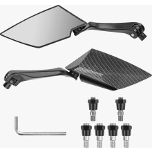 Set mit 2 kompatiblen Motorradspiegeln, Paar 8/10 mm schwarze Carbonfaser-Außenspiegel, Lenkerendenspiegel, Mobilitäts-Scooter