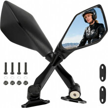 Pair Motorcycle Mirrors with Mounting Kit - Bar End RearviewMirrors Compatible with all Popular Motorcycle Scooters, 360 Adjustable, ABS-Metal-Glass
