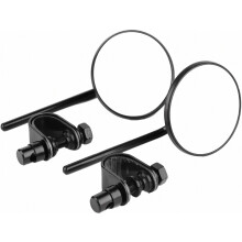 Motorcycle Rear View Mirror, Vintage Round Shape ReflectiveModified Rear View Mirror Compatible Motorcycle Motorbike(Black) British Design