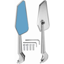 Motorcycle Rear View Mirror Bar End Side Mirrors Mount Adjustable Aluminum Alloy 1 Set Silver Tone M8/M10 Prismatic Shape British Design
