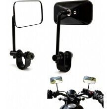 Rétroviseurs latéraux carrés en aluminium pour moto, 8 mm x 10 mm, noir et argent, compatibles avec fixation sur guidon (noir), design britannique