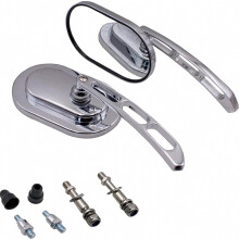 2pcs Motorcycle Side Mirror, 1 Pair Motorcycle Rearview Mirrors with Bolts, Compatible with H-a-rley-Davidson Street Glide Road King Fatboy, Chrome B