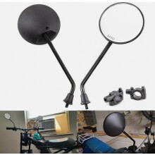 Motorcycle Side Mirror Round Compatible Rearview Mirror FitCompatible Motorcycle Scooter ATV UTV E-Bike (Black, Mirror 3.94") British Design