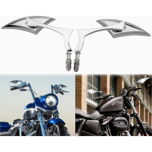Chrome Motorcycle Spear Blade Rear View Mirrors Compatible Davidson Cruiser Choppers Bobber Bike British Design