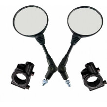 Ampper Motorcycle Side Mirrors, HD Glass Wide Angle Rear View Motorbike Accessories Mirrors Compatible Motorcycle, Compatible (Round Black) British D