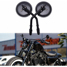 Zwarte ronde zijspiegels van 7,6 cm (3 inch) voor motorfietsen, compatibel met Harley Sportster, Dyna, Softail, Road King, Street, Electra, Glide en