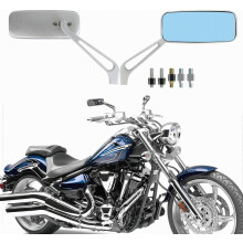 Rétroviseur rectangulaire noir Devilmotor pour motos Bobber, compatible Cruiser et Chopper, bleu fumé, 8-10 mm (argenté), design britannique