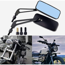 Espejos retrovisores laterales rectangulares de 8 mm y 10 mm para motocicletas, compatibles con Cruiser, Chopper, Honda, Yamaha y Suzuki. Color negro