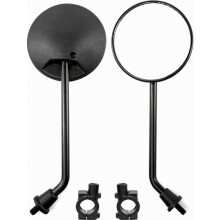 Kucehiup - Motorcycle Side Mirror 4" Round with 10mm Handlebar Mirror Mount Clamp Adapter Black 2 British Design