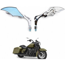 Chromen motorfietsspiegel, zijspiegel met 8 mm en 10 mm schroefdraad, geschikt voor choppers, café racers, bobbers, quads en scooters. Brits design.