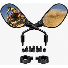 Espejos para motocicletas y ATV Motobiker, ajuste de 360 grados tipo bola, montaje en manillar de 7/8", perno roscado de 8 mm y 10 mm compatible con